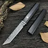 Raven japonais Tanto damas acier lame fixe couteau ébène poignée Camping couteaux de chasse