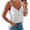 Women's Tanks Women Summer Fashion Casual Loose Tank Tops V-Neck Solid Color Sleeveless Vest With Buttons All-Match Cool Vests Outfit