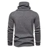 Sudaderas con capucha para hombre Diseño de botones Top para hombre Cuello alto Sudadera de punto Jersey grueso y cálido para otoño invierno Manga larga Longitud media