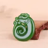 Pendant Necklaces Retro Green Jade Carved Chinese Ancient Dragon Lucky Charm Amulets Necklace Vintage Party Stone Jewelry Accessories