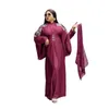 Ethnic Clothing Summer Elegant African Long Sleeve O-neck Polyester Green Red Dress Muslim Abaya Clothes Dresses For Women