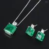 Necklace Earrings Set 2023 Classic 925 Sterling Silver Emerald Pendant Retro Women's Grace Earring Vintage Jewelry Wedding Party 10 10mm