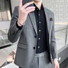 Ternos masculinos 2023 boutique moda versão coreana (calças de terno) high-end homens magro casual cor sólida noivo vestido de casamento dois conjuntos