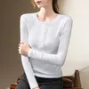 Women's T Shirts HIgh Quality 2023 Women Tops Winter Autumn Screw Thread T- Shirt Female Clothing Sexy Crop Top Clothes Casual Fashion