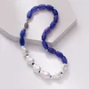 Choker Fashion Classic Imitation Barock Artificial Pearl Blue Natural Stone Kort halsband