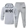 Moletons esportivos de fitness conjuntos masculinos ac dc carta flash impressão hoodies + calças 2 peças conjunto com capuz treino ginásio roupas esportivas sudadera hombre