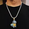 Pendant Necklaces Hip Hop CZ Stone Paved Bling Iced Out Gold Color Cool Cartoon Tortoise Pendants For Men Rapper Jewelry Gift288T