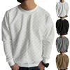 Men's Sweaters Top Checkered Pattern Long Sleeve Pullover For Men Loose Fit T-shirt With Elastic Cuff Spring Fall Thick Soft Fabric Cozy