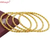 Adixyn 4pcs/lot Twisted Bangle Gold Color Dubai Bangle African Bracelet Arab Middle East Bridal Wedding Jewelry N071017 231229