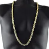 8mm Thick 76cm Long Solid Rope ed Chain 24K Gold Silver Plated Hiphop ed Chain Necklace For mens3108