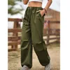 Green Women's Overalls Loose Straight Legged Casual Fashion Elastic Waist Retro Tie 2023 Ladies Trousers