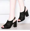Sandały buty komfortowe dla kobiet luksusowe otwarte palce obcasy letnie garnitur żeński beżowy niska moda dziewczęta 2023 Wysoka czarna blok
