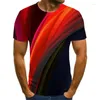 T-shirt da uomo Uomo Estate Moda Linee di colore geometriche T-shirt da donna per bambini Casual 3D stampato Girocollo Top da strada