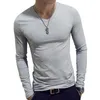 T-shirt da uomo Camicia a maniche lunghe da uomo Primavera Autunno Casual Tinta unita Slim Fit Scollo a V S T-shirt Top Uomo Streetwear Pullover Fondo