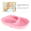 Assiettes en Silicone divisées, Portable, dîner d'alimentation pour enfants, avec ventouse, fourchette et cuillère, ensemble pour enfants, bébés et enfants