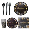 Disposable Dinnerware 68PCS Christmas Set Party Flatware For Holiday Tableware Pack