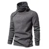 Sudaderas con capucha para hombre Diseño de botones Top para hombre Cuello alto Sudadera de punto Jersey grueso y cálido para otoño invierno Manga larga Longitud media