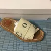 CH Sandles Designer sandali legnosi da donna soffici ciabatte piatte in pizzo bianco rosa con scritte in tela, pantofole in pelliccia sfocata, scarpe estive