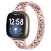 Tillbehör för Fitbit Sense Smart Watch Band Rostfritt stål Plum Blossom Diamond Armband Rem avtagbart Watchband för Fitbit Versa 3