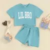 Ensembles de vêtements bébé enfant en bas âge fille garçon t-shirt et short ensemble grande soeur petit frère tenues assorties vêtements d'été surdimensionnés