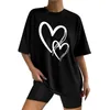 Mulheres camisetas Mulheres Casual Impressão Mangas Curtas V Pescoço Camisa Solta Blusa Tops Senhoras Treino para com pequeno