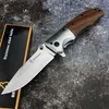 Outdoor DA51 Camping Wood Handle Folding Pocket Knife Tactical Caça Facas EDC de autodefesa