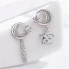 Dangle Earrings Charming Crystal Star Moon Drop For Lady Birthday Gift Top Grade 925 Silver Earring Women Jewelry Asymmetry