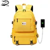 Fengdong mode sac à dos jaune enfants sacs d'école pour filles imperméable oxford grand cartable adolescents 231229
