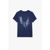 24ss Zadig Voltaire Hot Diamond Designer Tees Zv Phoenix Wings Lin Bleu Royal Femmes T-shirts Coton À Manches Courtes T-shirts Tops