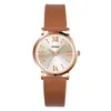 Zegarek na rękę kwarcowy zegarek dla kobiet kobiet w stylu minimalistycznym brązowym skórzanym sportowym damskim zegariem Zegarek Damski