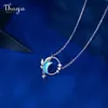 Thaya Real 925 Silver Neck45cm Crescent Necklace Pendant Zirconia Light Blue For Women Elegant Fine Jewelry Gift 210621268U