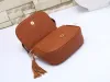 741852 Bolso de diseñador, bolso de mano de color puro para mujer, cartera, bolso cruzado para mujer, bolso de hombro con borla para cámara, mini bolso de mano con flecos de discoteca, bolso mensajero Bac