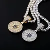 Pendant Necklaces TOPGRILLZ Hip Hop Compass Pendant Iced Out Cubic Zirconia With Tennis Chain Fashion Jewelry Gift For Men Women 2230p