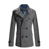 Men's Trench Coats Handsome Autumn And Winter Wool Coat High Quality Slim Fit Long Windbreaker Solid Color Double Breasted Thick