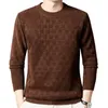 Herrenpullover Herren Herbst Top Rundhals dick warm weich einfarbig Langarmpullover Mittellanger Bodenpullover Männliche Winterkleidung