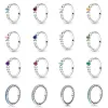 Autentisk passform Pandora Rings Charms Charm 12 Färg DIY Rund CZ Crystal Finger
