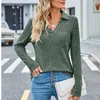 Women's T Shirts Solid Casual Pit Stripe Tee Autumn/Winter V-neck Long Sleeved Pullover Office Lady Knitted T-Shirt Streetwear Tops S-XXL