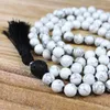 108 Howlite Netkted Mala Naszyjnik Lava Kamienna wisiorek z czarnym naszyjnikiem z frędzl