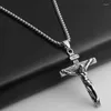 Pendentif Colliers 2023 Vintage Hommes Crucifix Collier Antique En Acier Inoxydable Chaîne Italienne Mâle Charme Croix Bijoux Cadeaux