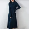 Casual Dresses Vintage Knitting Dress for Women Autumn Winter O Neck Long Sleeve Knit Vestido Korean Style Elegant Party