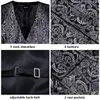 Vests HiTie Brand 30 Colors Silk Mens Vests Jacquard Paisley Floral Waistcoat Jacket Necktie Hankerchief Cufflinks for Men Dress Suit