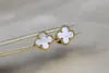 Top Quality Mini Designer earrings mother of pearl v-gold 18k Four-leaf clover earrings for women van & cleef earrings new clover earrings light luxury