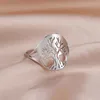 Cluster Rings Trend Korean Elegant Sliver Color Tree Hollow Ring for Woman Girls Jewelry 2023