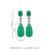 Dangle Earrings Silver Color Paraiba TourmalineEmerald Gemstone Big Drop for Women Calktail Party Jewelry Anniversary Femaly Gift