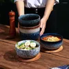 Наборы столовых приборов, японская миска для лапши быстрого приготовления, ламианская лапша, студенческий набор, салат, керамическая посуда