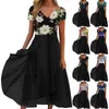 Casual Dresses Women Print V Neck Short Sleeve Dresse Fashion Evening Dress Wine For Summer Sundress