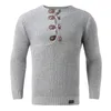 Suéter masculino, meia gola alta, botão, pescoço, cor sólida, quente, fino, grosso, pulôver de inverno, malhas soltas