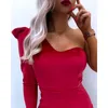 Casual Dresses 2024 Spring Summer Women's Clothing Solid Color Sexy One-Shoulder Velvet Dress