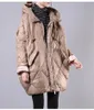 Kvinnors dike rockar ner Cotton Parkas Fashion 2023 Winter Tjockning Coat Letter Print Warm Feminine Hooded Mid Length Outerwea