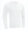 Mäns T-skjortor Sports T-shirt Män 2023 Spring och Autumn Fashion Versatile Solid Elastic Long Sleeve V-Neck Pullover Losk Tops of Man